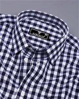 Trooper NavyBlue With White Check Linen Cotton Shirt