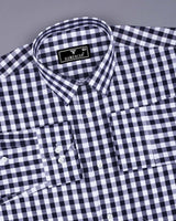 Trooper NavyBlue With White Check Linen Cotton Shirt