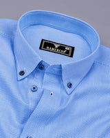 Bissen Blue With White Dobby Textured Giza Shirt