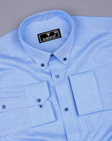 Bissen Blue With White Dobby Textured Giza Shirt