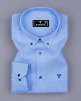 Bissen Blue With White Dobby Textured Giza Shirt