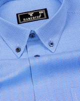 Bissen Blue With White Dobby Textured Giza Shirt