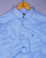 Bissen Blue With White Dobby Textured Giza Shirt