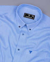 Bissen Blue With White Dobby Textured Giza Shirt