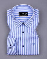 Monza SkyBlue With White Stripe Dobby Cotton Shirt