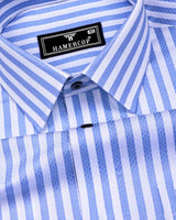 Monza SkyBlue With White Stripe Dobby Cotton Shirt