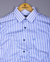 Monza SkyBlue With White Stripe Dobby Cotton Shirt