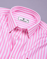 Monza Pink With White Stripe Dobby Cotton Shirt