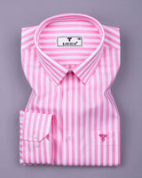 Monza Pink With White Stripe Dobby Cotton Shirt