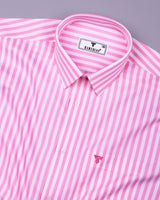 Monza Pink With White Stripe Dobby Cotton Shirt
