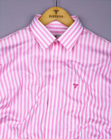Monza Pink With White Stripe Dobby Cotton Shirt