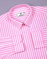 Monza Pink With White Stripe Dobby Cotton Shirt