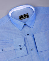 Tufts Blue Plain Oxford Cotton Designer Formal Shirt