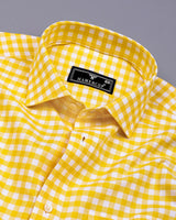 Majelo Yellow With White Check Oxford Cotton Shirt