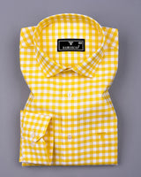 Majelo Yellow With White Check Oxford Cotton Shirt