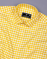 Majelo Yellow With White Check Oxford Cotton Shirt