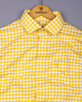 Majelo Yellow With White Check Oxford Cotton Shirt