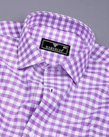 Majelo Lavender With White Check Oxford Cotton Shirt