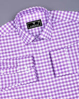 Majelo Lavender With White Check Oxford Cotton Shirt