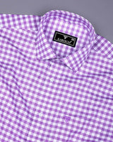 Majelo Lavender With White Check Oxford Cotton Shirt