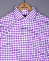 Majelo Lavender With White Check Oxford Cotton Shirt