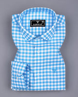 Majelo Skyblue With White Check Oxford Cotton Shirt