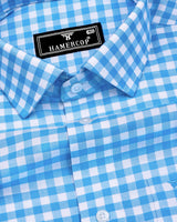Majelo Skyblue With White Check Oxford Cotton Shirt