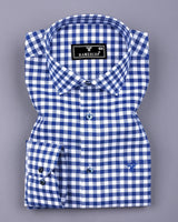 Majelo Navyblue With White Check Oxford Cotton Shirt