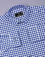Majelo Navyblue With White Check Oxford Cotton Shirt