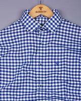 Majelo Navyblue With White Check Oxford Cotton Shirt