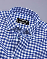 Majelo Navyblue With White Check Oxford Cotton Shirt