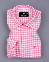 Majelo Pink With White Check Oxford Cotton Shirt