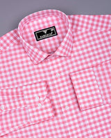 Majelo Pink With White Check Oxford Cotton Shirt