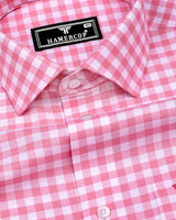 Majelo Pink With White Check Oxford Cotton Shirt
