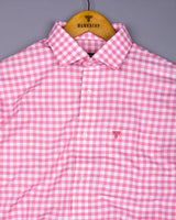 Majelo Pink With White Check Oxford Cotton Shirt