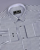 Alexa Black With White Stripe Linen Cotton Designer Shirt