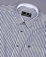 Alexa Black With White Stripe Linen Cotton Designer Shirt