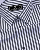 Alexa Black With White Stripe Linen Cotton Designer Shirt