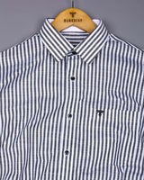 Alexa Black With White Stripe Linen Cotton Designer Shirt