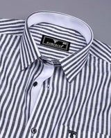 Alexa Black With White Stripe Linen Cotton Designer Shirt