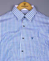 Alexa Blue With White Stripe Linen Cotton Designer Shirt