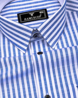 Alexa Blue With White Stripe Linen Cotton Designer Shirt