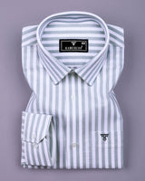 Signory Gray With White Stripe Oxford Cotton Shirt