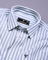 Signory Gray With White Stripe Oxford Cotton Shirt