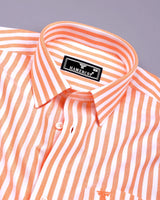 Signory Orange With White Stripe Oxford Cotton Shirt