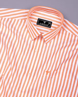 Signory Orange With White Stripe Oxford Cotton Shirt