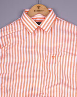 Signory Orange With White Stripe Oxford Cotton Shirt