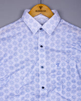 Antony White With Blue Printed Oxford Cotton Shirt