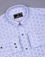Antony White With Blue Printed Oxford Cotton Shirt