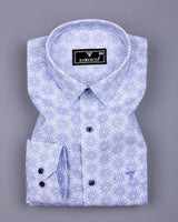 Antony White With Blue Printed Oxford Cotton Shirt